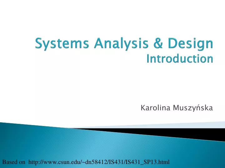 systems analysis design introduction