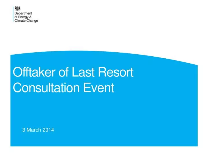 offtaker of last resort consultation event