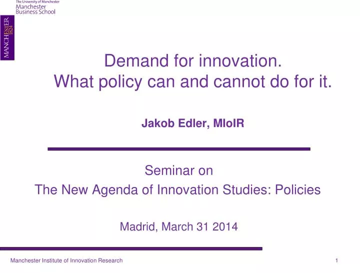 demand for innovation what policy can and cannot do for it jakob edler mioir