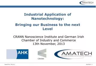 Industrial Application of Nanotechnology: Bringing our Business to the next Level