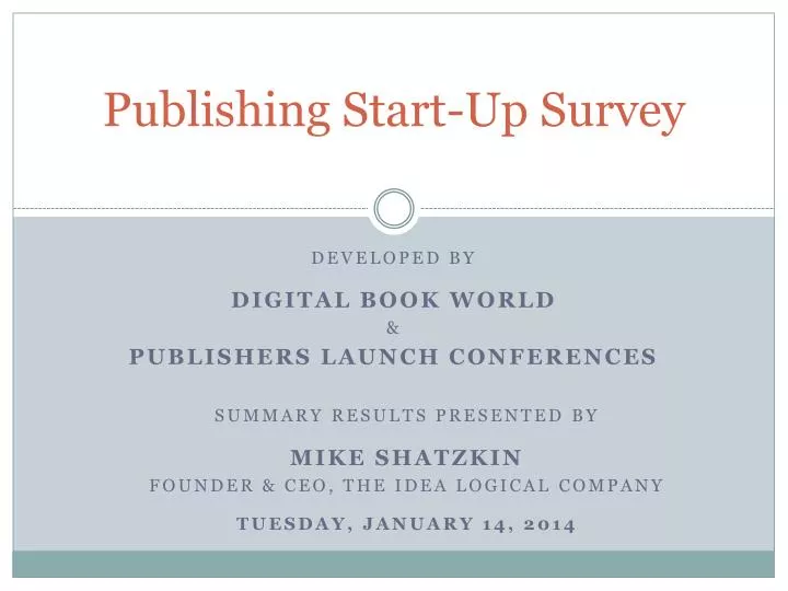 publishing start up survey