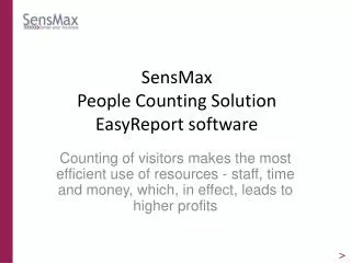 SensMax People Counting Solution EasyReport software