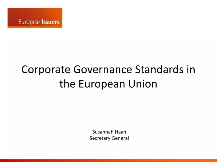 corporate governance standards i n the european union