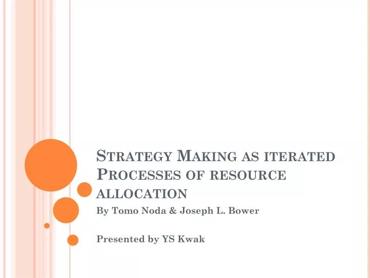strategy making as iterated processes of resource allocation