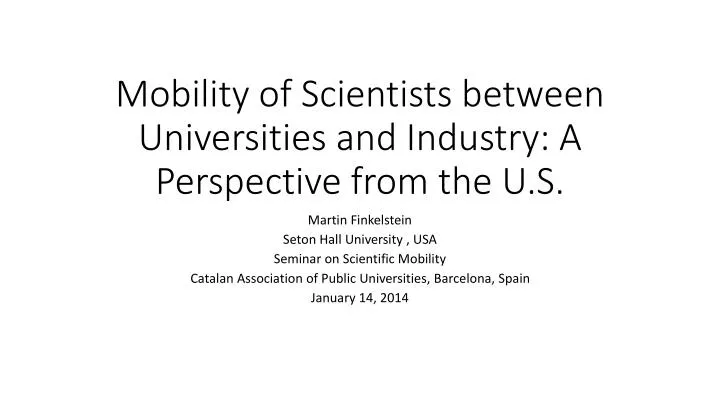 mobility of scientists between universities and industry a perspective from the u s