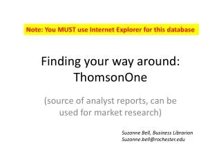 Finding your way around: ThomsonOne