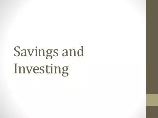 Savings and Investing