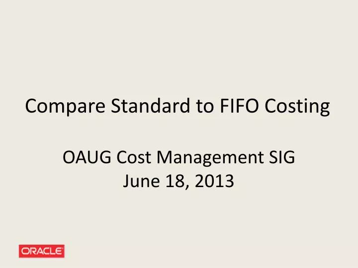 compare standard to fifo costing