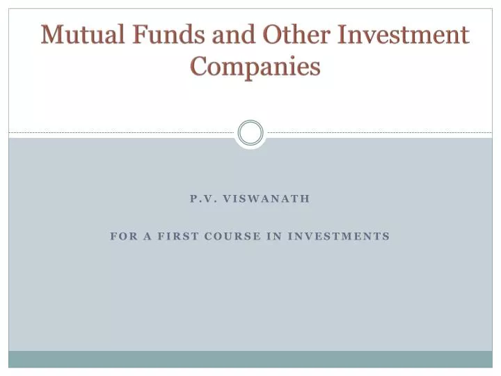 mutual funds and other investment companies