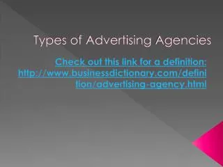 Types of Advertising Agencies