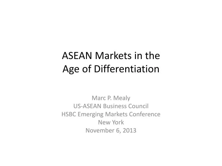 asean markets in the age of differentiation