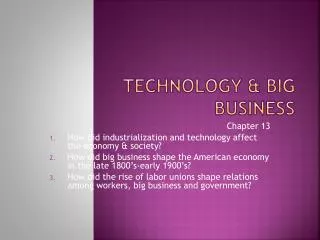 Technology &amp; Big Business