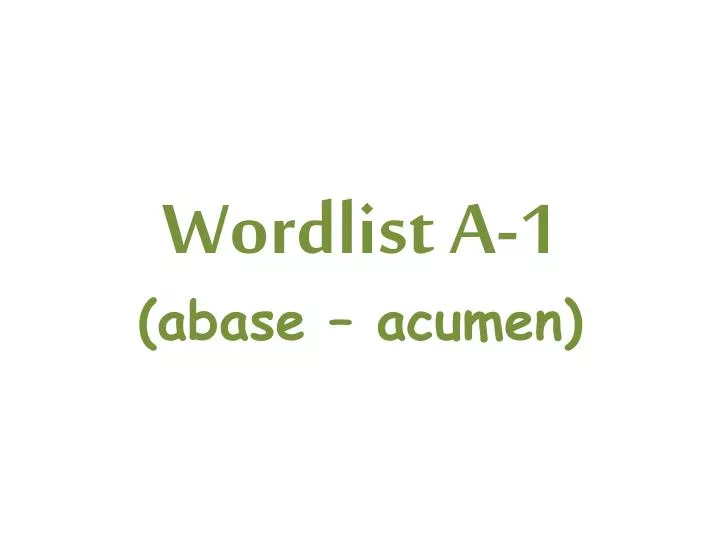 wordlist a 1 abase acumen