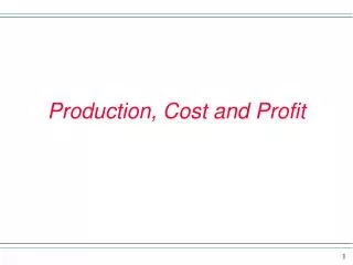 Production, Cost and Profit