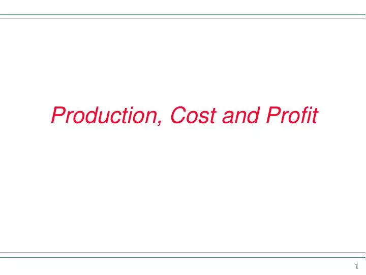 production cost and profit