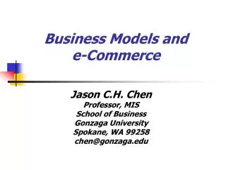 Business Models and e-Commerce