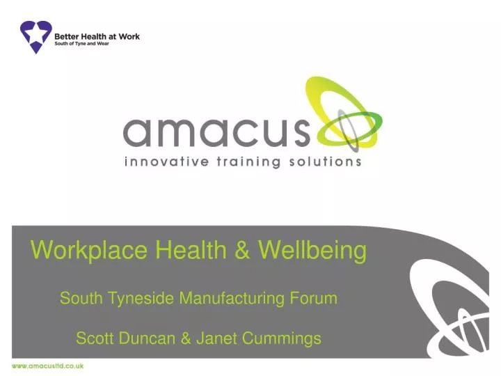 workplace health wellbeing south tyneside manufacturing forum scott duncan janet cummings