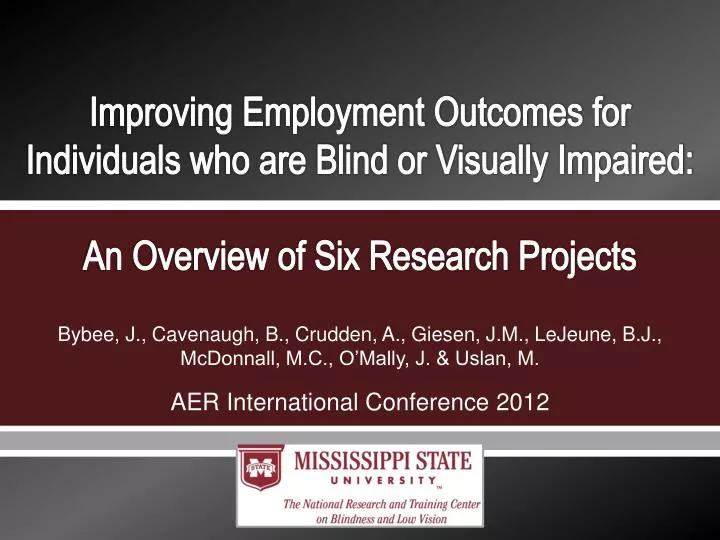 improving employment outcomes for individuals who are blind or visually impaired