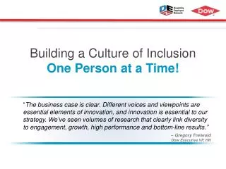 Building a Culture of Inclusion One Person at a Time!