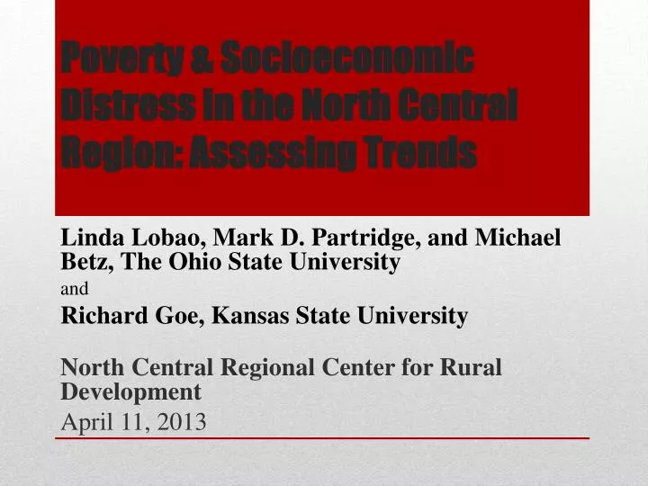 poverty socioeconomic distress in the north central region assessing trends