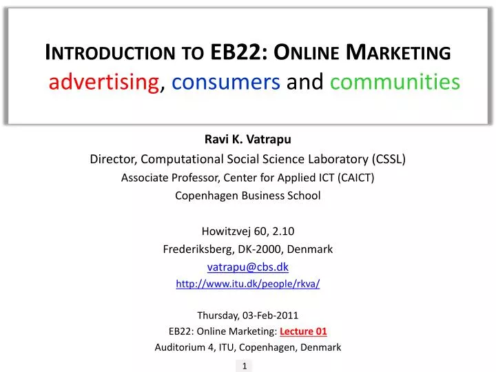 introduction to eb22 online marketing advertising consumers and communities