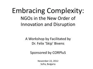 Embracing Complexity: NGOs in the New Order of Innovation and Disruption