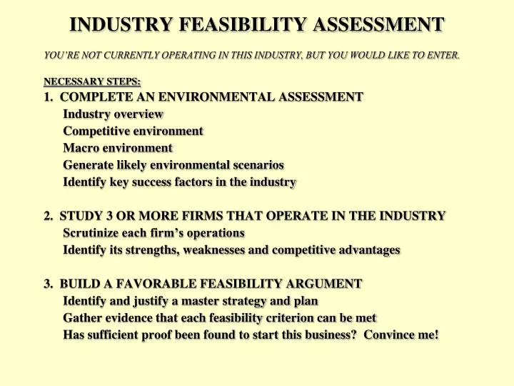 industry feasibility assessment