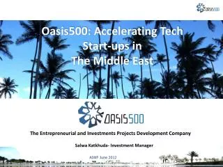 The Entrepreneurial and Investments Projects Development Company Salwa Katkhuda- Investment Manager