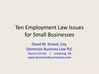 Ten Employment Law Issues for Small Businesses
