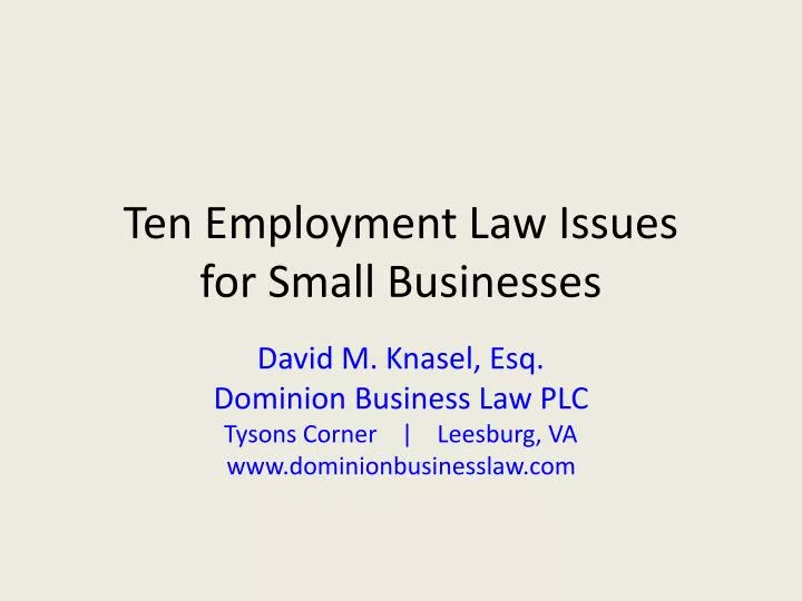ten employment law issues for small businesses