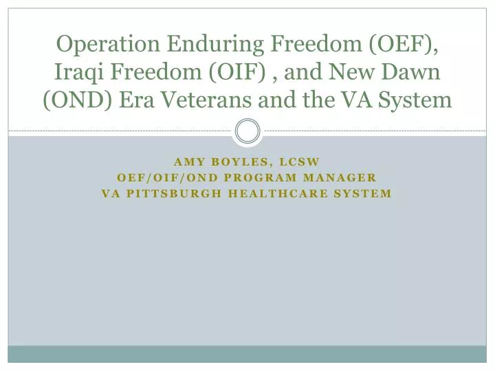 operation enduring freedom oef iraqi freedom oif and new dawn ond era veterans and the va system