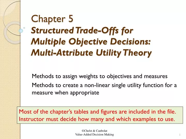 chapter 5 structured trade offs for multiple objective decisions multi attribute utility theory