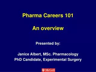 Pharma Careers 101 An overview