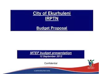 City of Ekurhuleni IRPTN Budget Proposal