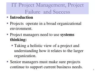 IT Project Management, Project Failure and Success