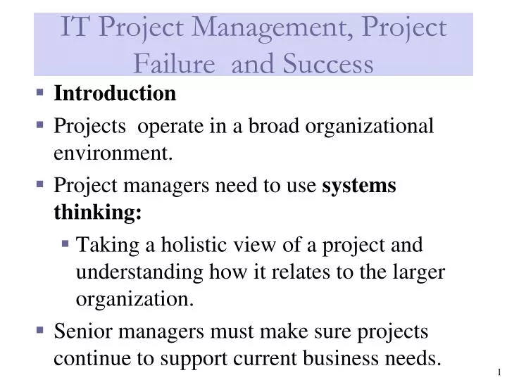 it project management project failure and success