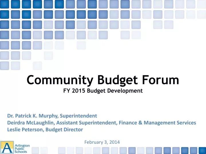 community budget forum fy 2015 budget development