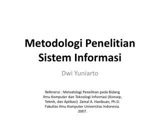 Metodologi Penelitian Sistem Informasi