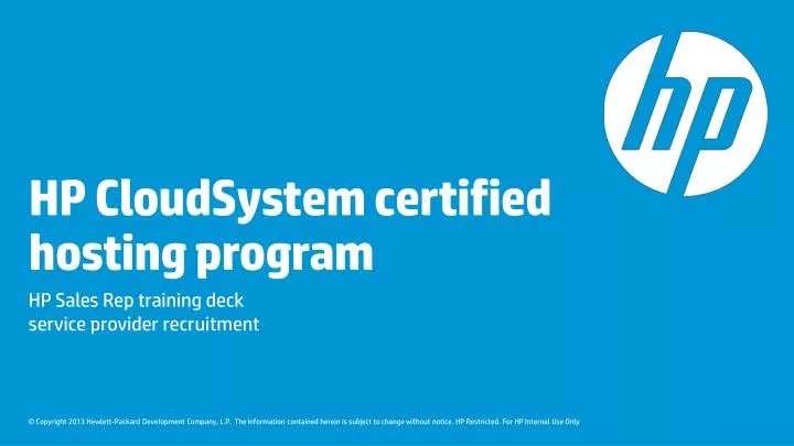 hp cloudsystem certified hosting program