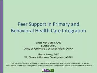 Peer Support in Primary and Behavioral Health Care Integration