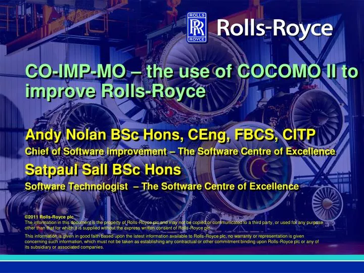 co imp mo the use of cocomo ii to improve rolls royce