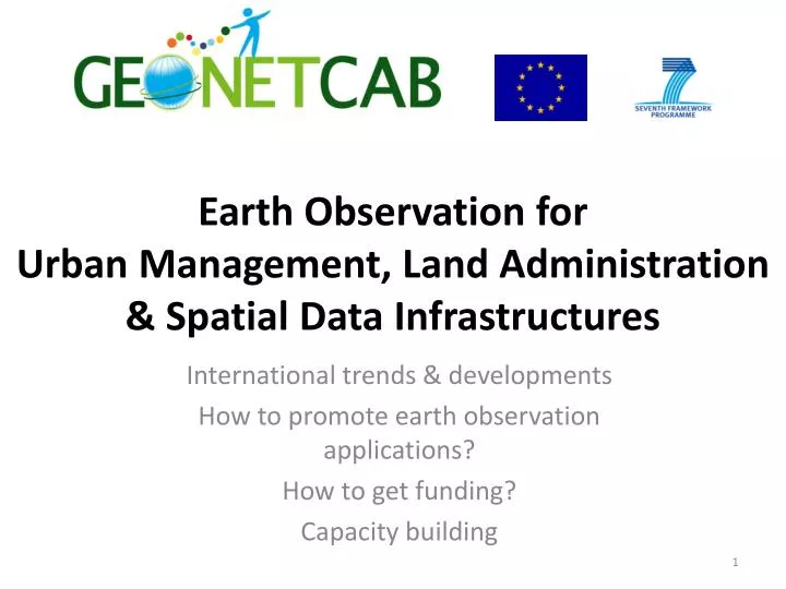 earth observation for urban management land administration spatial data infrastructures
