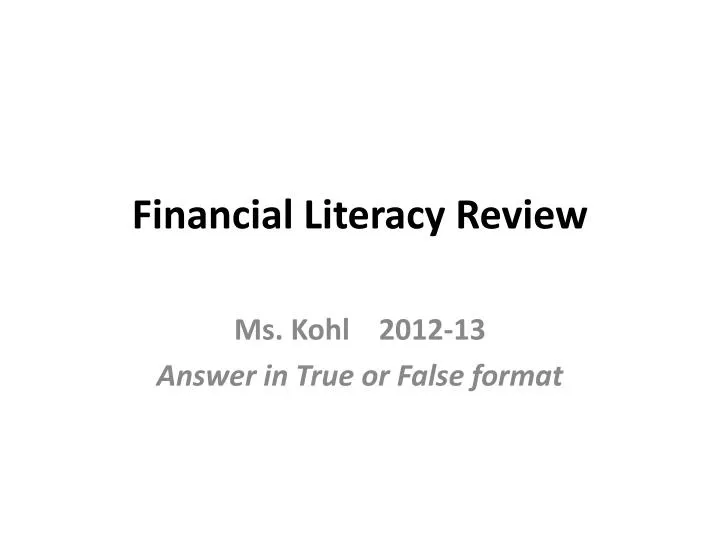 financial literacy review