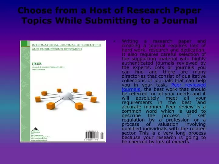 choose from a host of research paper topics while submitting to a journal