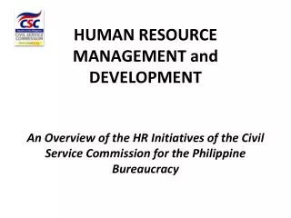 HUMAN RESOURCE MANAGEMENT and DEVELOPMENT