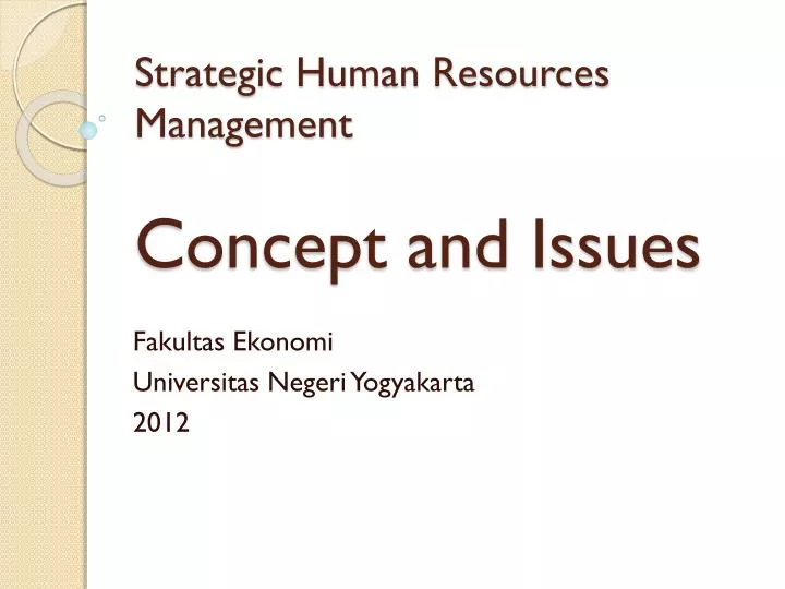 strategic human resources management concept and issues