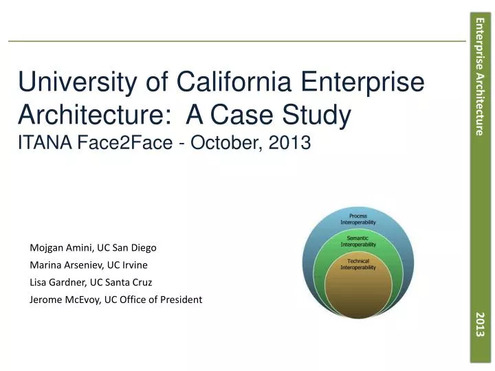 university of california enterprise architecture a case study itana face2face october 2013