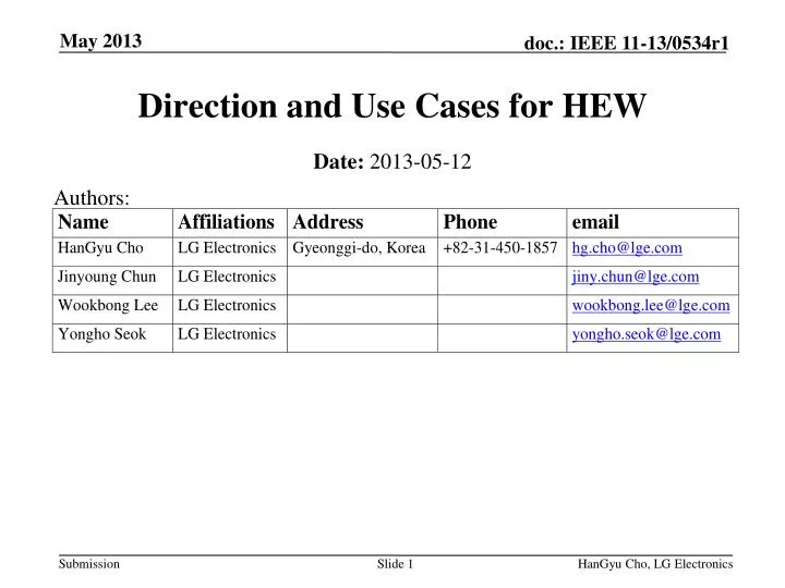 direction and use cases for hew