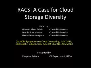 RACS: A Case for Cloud Storage Diversity