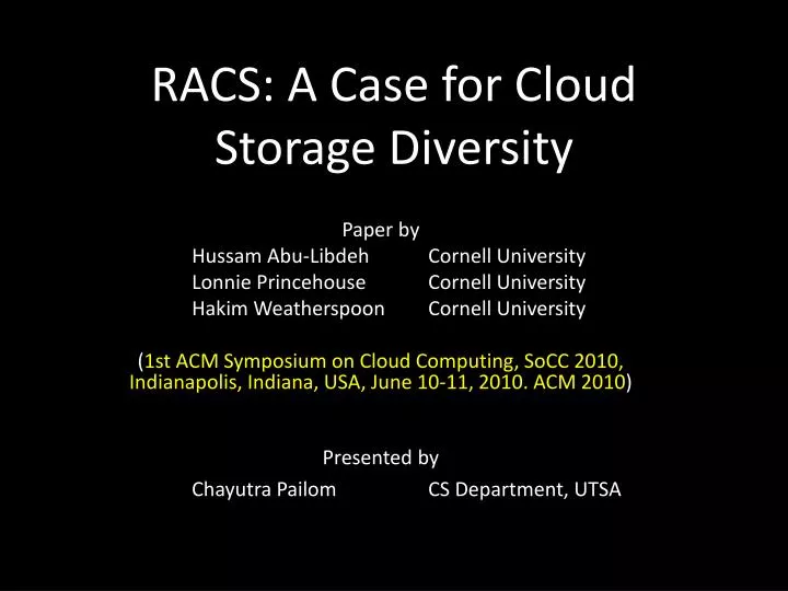 racs a case for cloud storage diversity